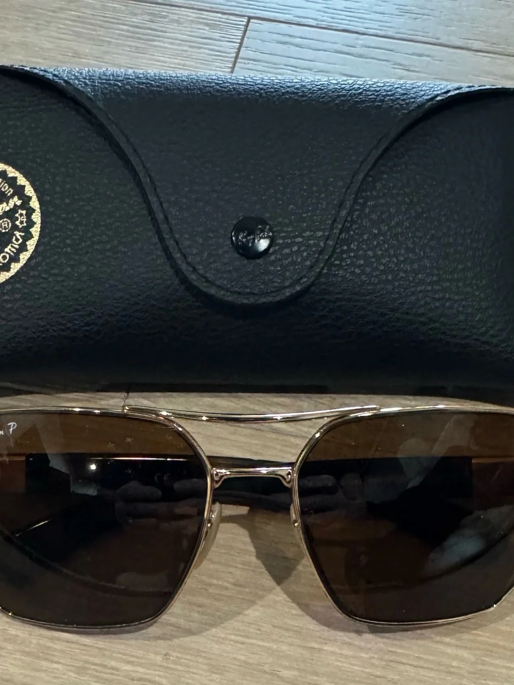 Ray-Ban Polarized Brown Lens Sunglasses with Gold Frame
